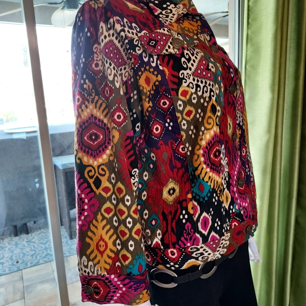 Aztec Patterned Jacket 100% Cotton By Ruby Rd: Si… - image 3